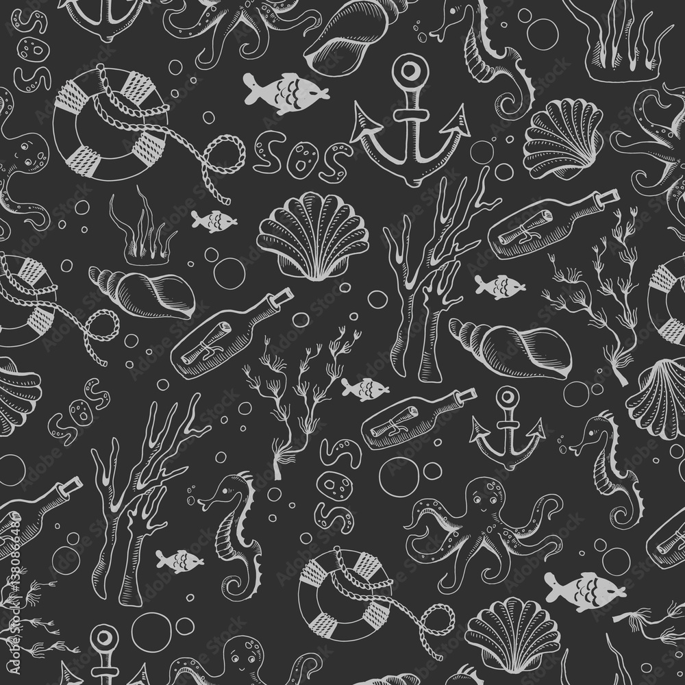 cute sea objects collection. vector illustration cute sea objects collection. vector illustration