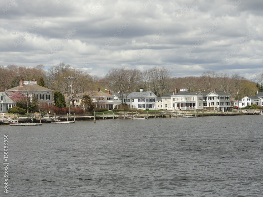 Houses by the River in Mystic, Connecticut 