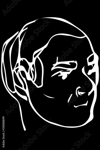 sketch of the face of an adult male