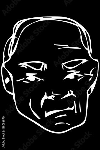 sketch of the face of an adult male