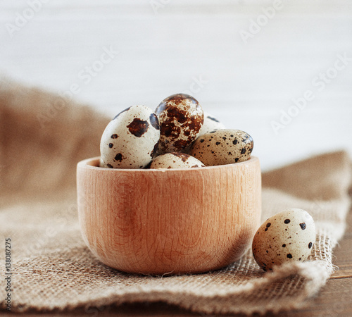 Delicious quail eggs. The concept of healthy eating and vegetarianism.