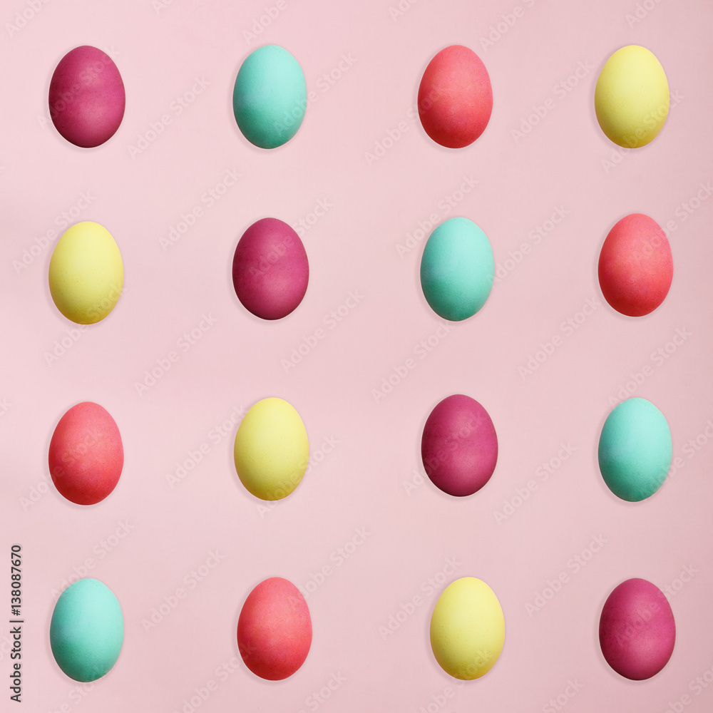 Easter Eggs Over Pink