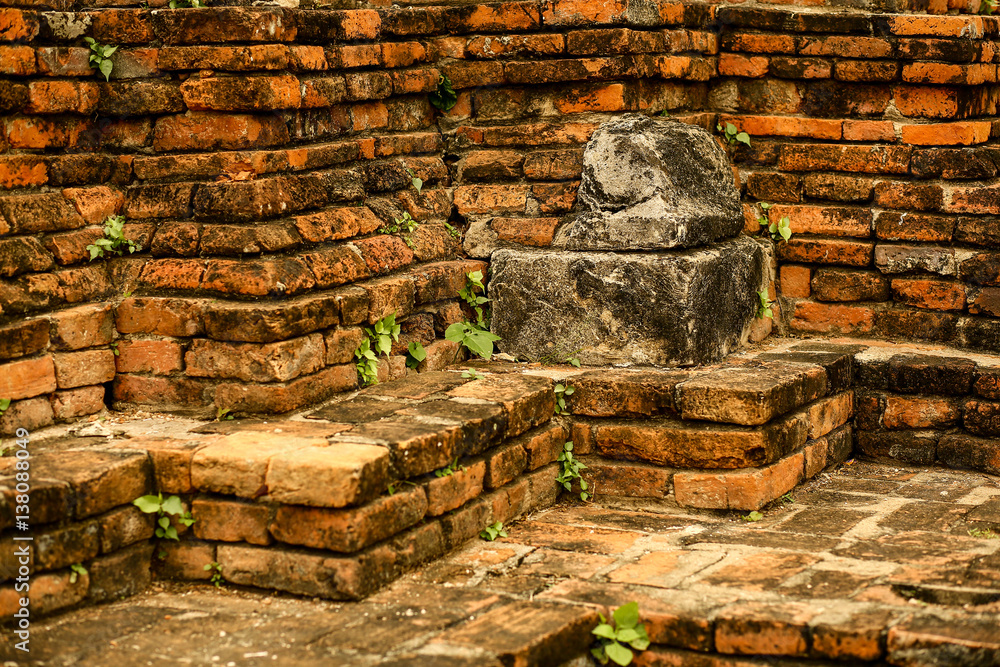 Traditional Thai style old Ruins Wall, bricks Traditional Thai style old Ruins Wall, bricks