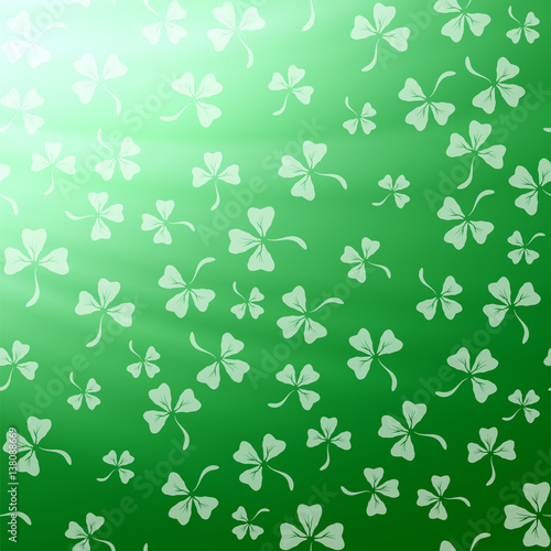 Natural Chamrock Texture. Cartoon Clover Leaves Isolated on Green Background. Patricks Day Banner
