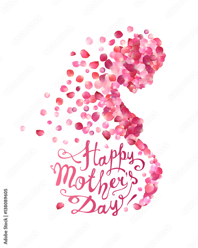 Happy Mother's Day! Pregnant woman of rose petals Happy Mother's Day! Pregnant woman of rose petals