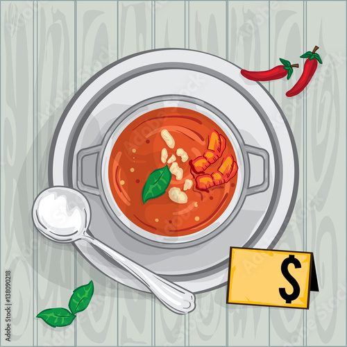 foods objects soup Tom yum drawing graphic  design