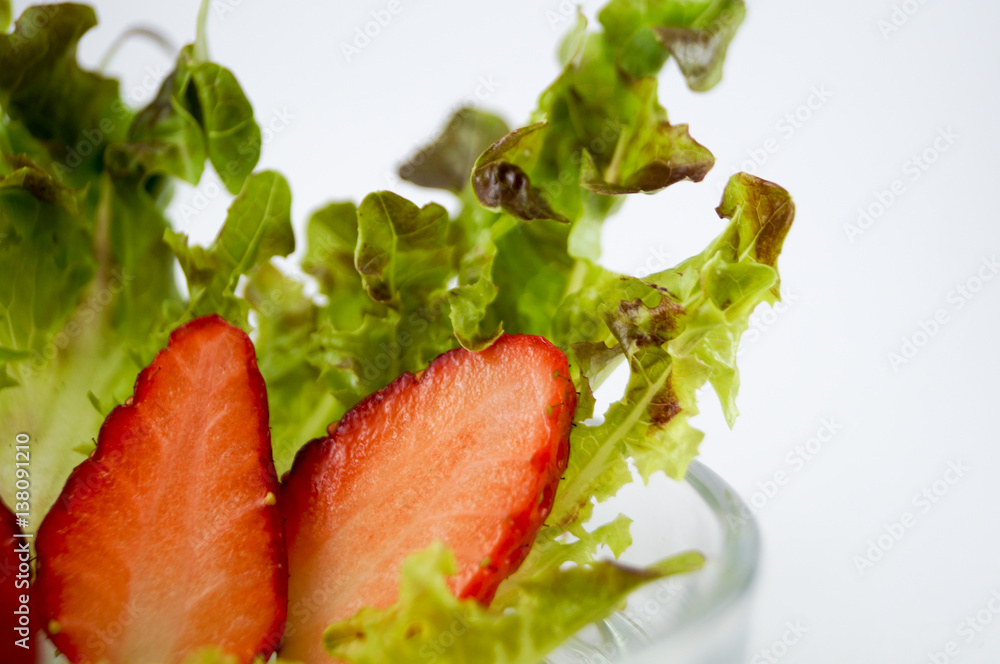 freshy strawberry pieces and vegetable freshy strawberry pieces and vegetable