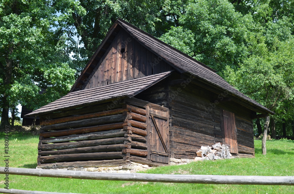 Old wooden house in open-air museum from the 19th century Old wooden house in open-air museum from the 19th century