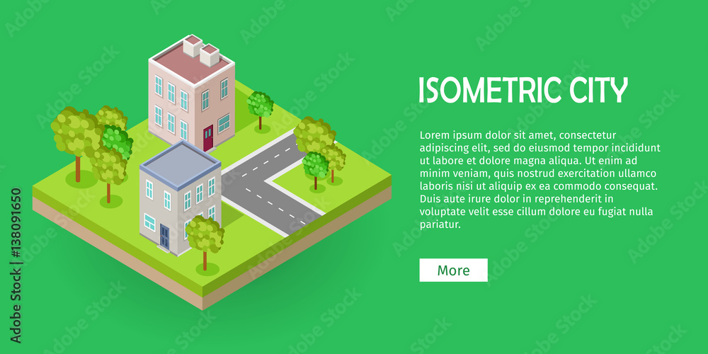 City Street Fragment Isometric Projection Vector