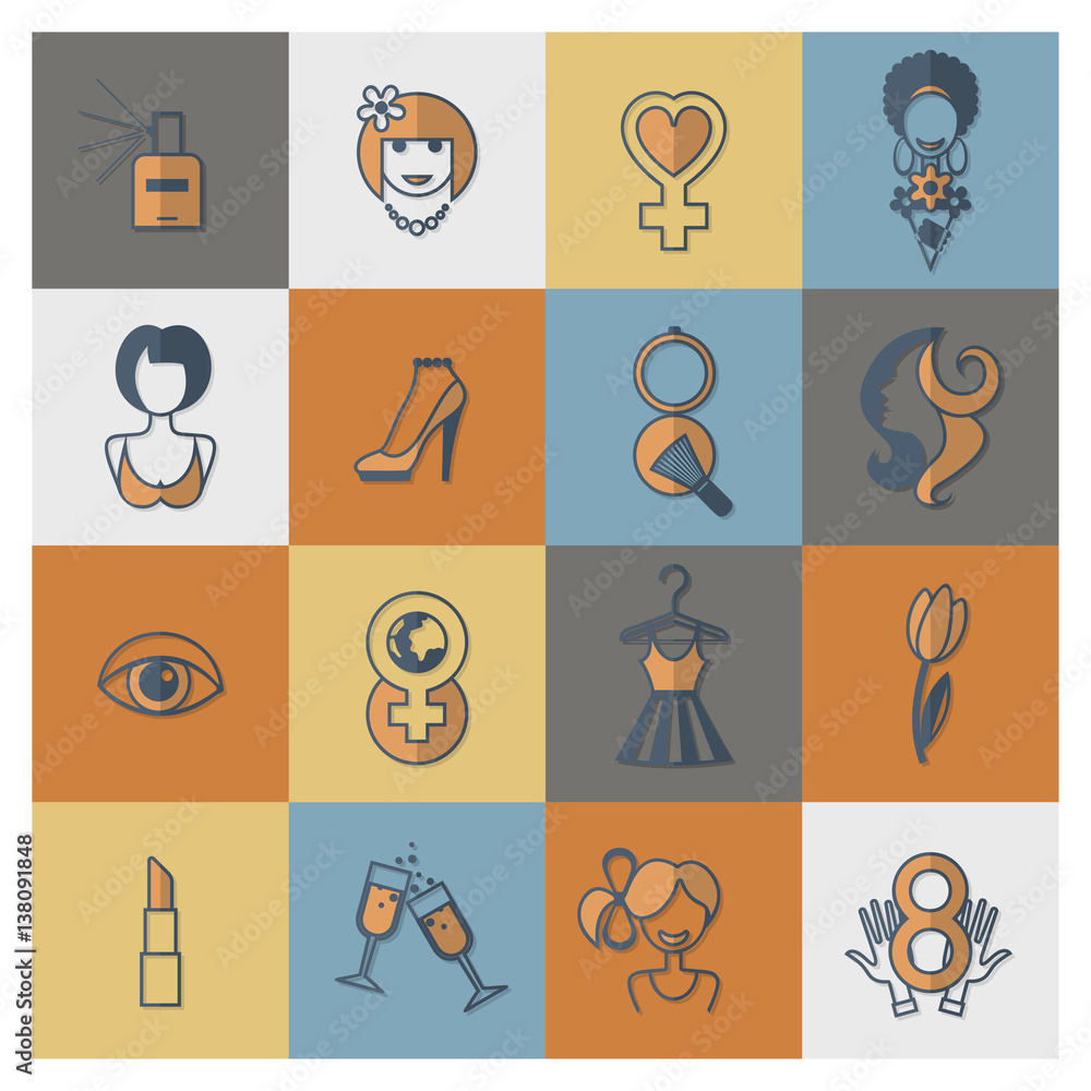 Womans Day Icon Set Womans Day Icon Set