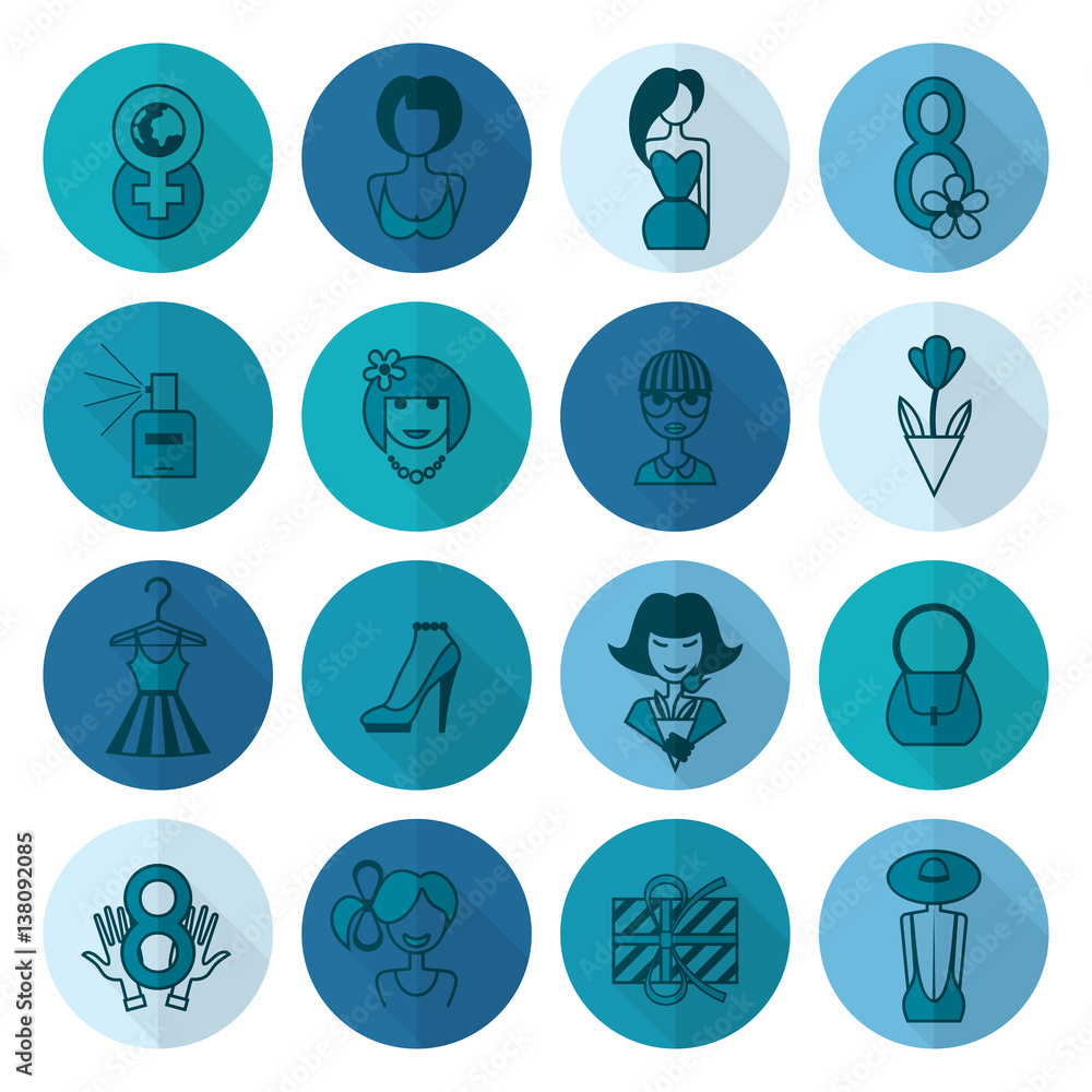 Womans Day Icon Set Womans Day Icon Set