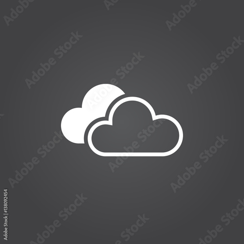 Clouds icon vector, solid logo, white pictogram isolated, forecast weather symbol