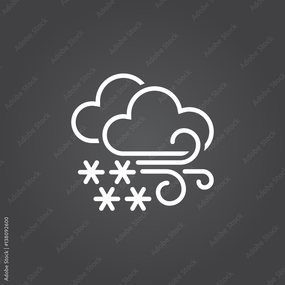 Blizzard line icon, outline vector logo, linear white sign isolated, forecast weather symbol Blizzard line icon, outline vector logo, linear white sign isolated, forecast weather symbol