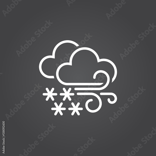 Blizzard line icon, outline vector logo, linear white sign isolated, forecast weather symbol