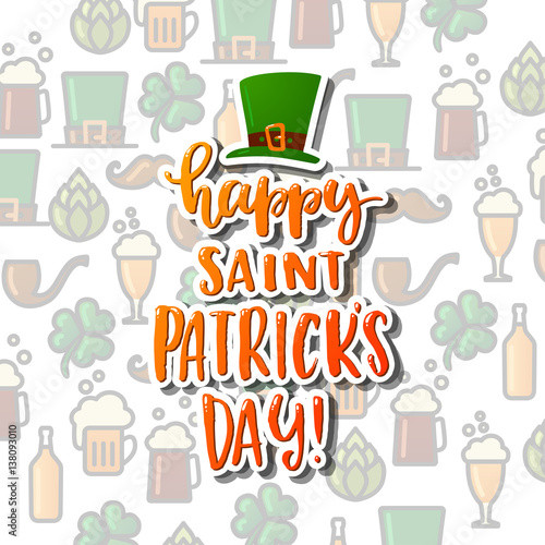  Hand drawn calligraphy Happy St. Patrick s Day poster 