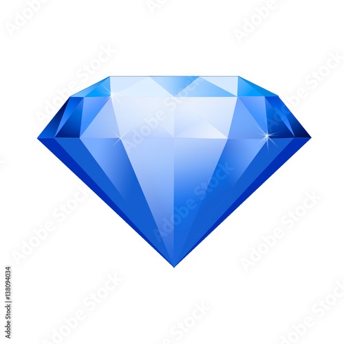 blue gemstone symbol. Diamond illustration in a flat style. faceted gem on no background