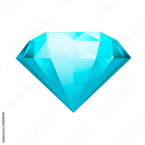 blue gemstone symbol. Diamond illustration in a flat style. faceted gem on no background