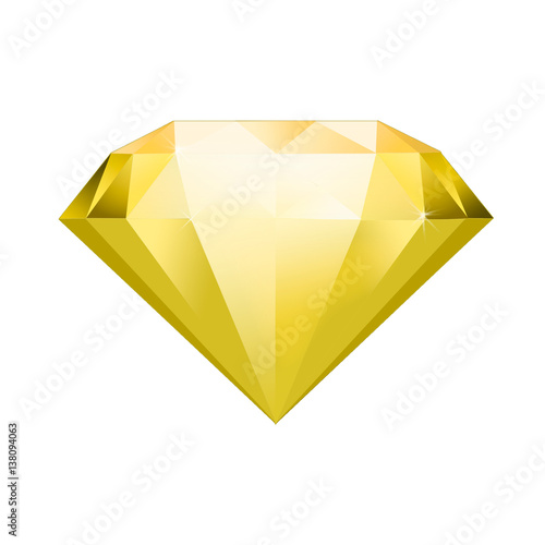 yellow gemstone symbol. Diamond illustration in a flat style. faceted gem on no background