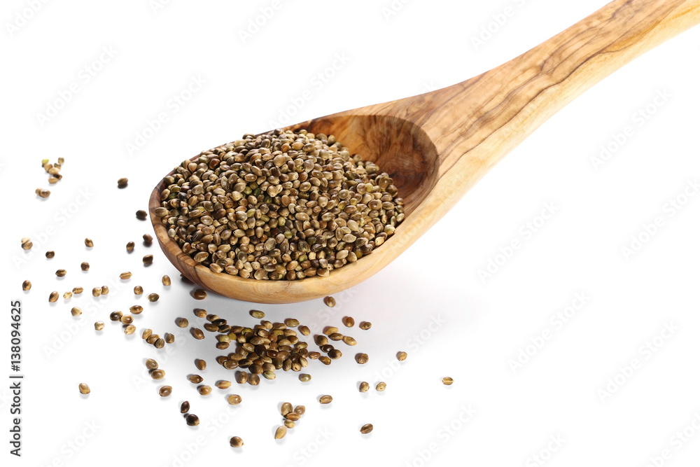 Hemp seeds isolated on white background Hemp seeds isolated on white background