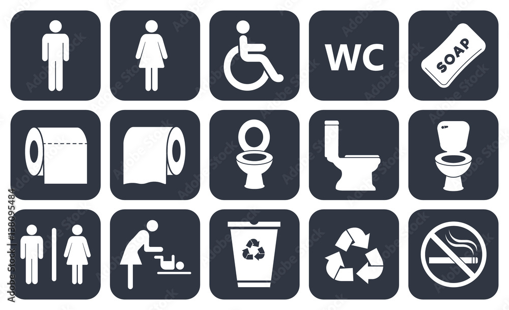 toilet vector icons set, boy or girl restroom wc toilet vector icons set, boy or girl restroom wc