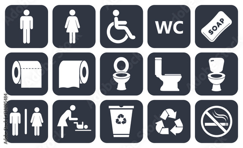 toilet vector icons set  boy or girl restroom wc