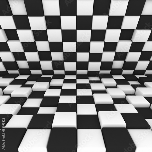 abstract image: black and white cubes 3D illustration © ALEXEY FILATOV