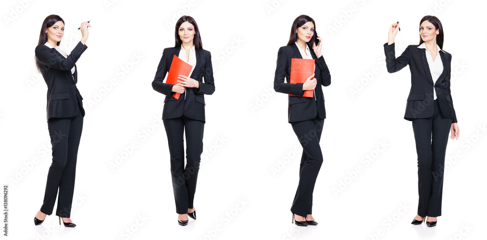 Obraz premium Set of beautiful, attractive businesswoman isolated on white. Business, career success concept.