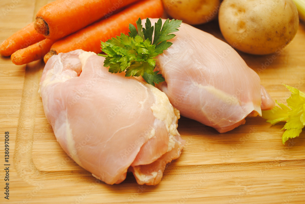 Raw Boneless Chicken with Fresh Ingredients Raw Boneless Chicken with Fresh Ingredients