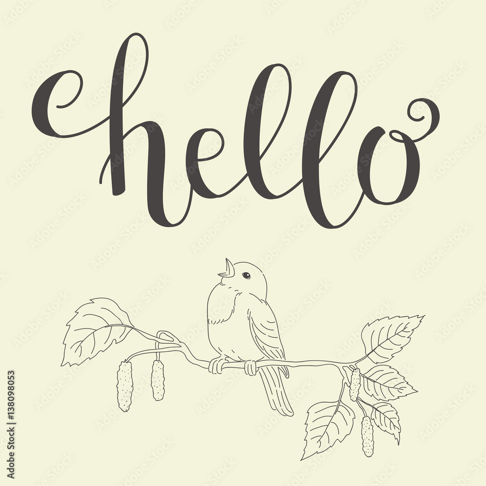 Naklejka premium Hello handwritten lettering