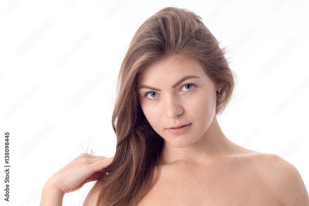 young girl without makeup looks straight close-up young girl without makeup looks straight close-up