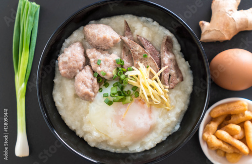 rice porridge with pork and egg