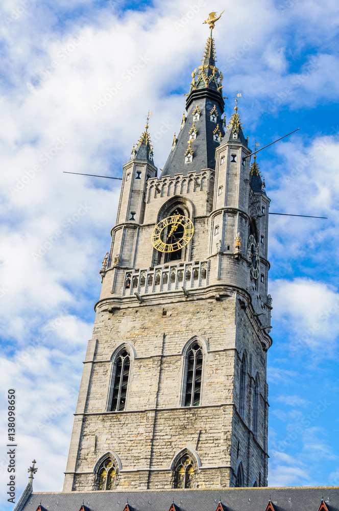 The impressive Belfry Tower in Ghent, Belgium