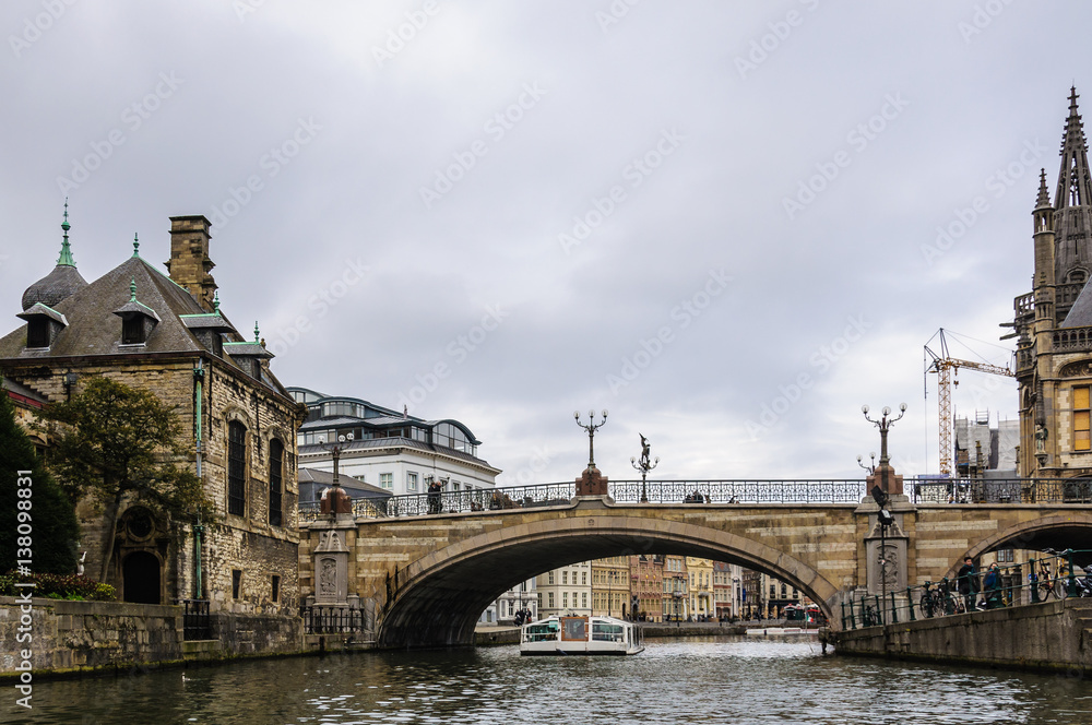 Bridge on the canal in Ghent, Belgium