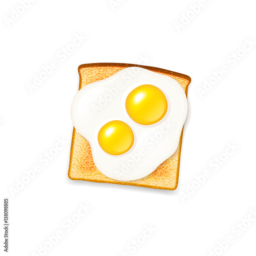 Hot crisp toast with double yolk sunny side up fried egg vector icon