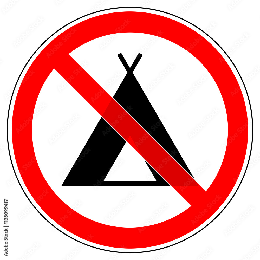 srr170 SignRoundRed - german - Verbotszeichen: Zelt / Camping / Zelten  verboten - english - prohibition sign / camping not allowed in this area -  xxl g5070 Stock Illustration | Adobe Stock