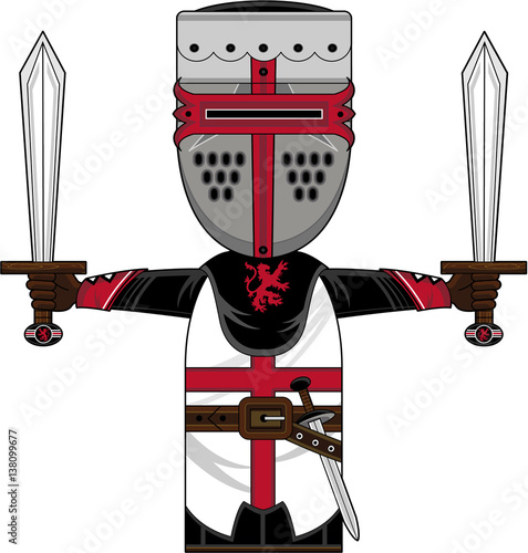 Cute Cartoon medieval Knight with Swords