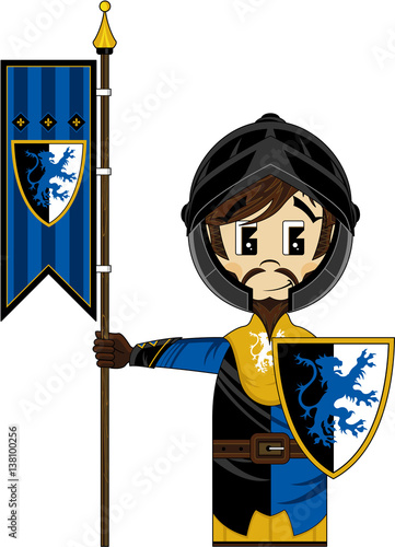 Cute Cartoon Medieval Banner Knight