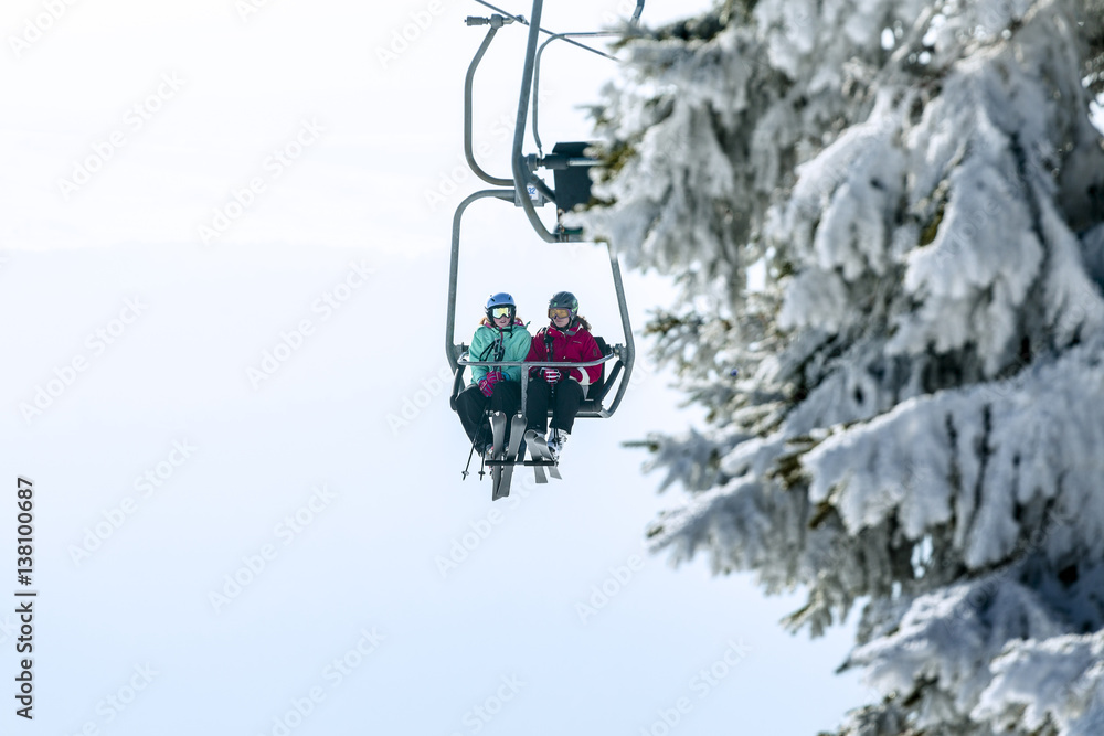 Chairlift in a small ski resort.