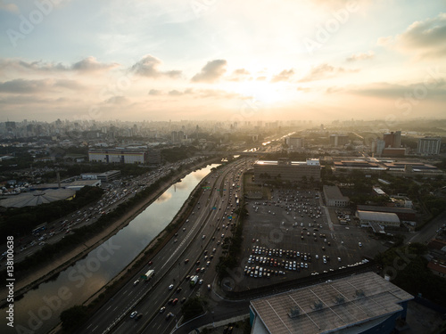 Aerial View of Marginal Tiete  Sao Paulo  Brazil