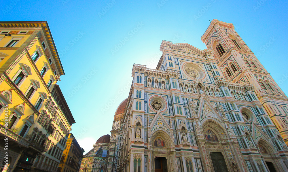 Florence Cathedral of Saint Mary of Flower, Florence Duomo (Duomo di Firenze) and Giotto s Campanile of Florence Cathedral in Florence, Italy. 