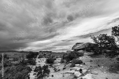 The Maze of the Canyonlands. A thunderstorm is approaching as I am driving into the Dollhouse area of the Maze District in the Canyonlands National Park in Utah.