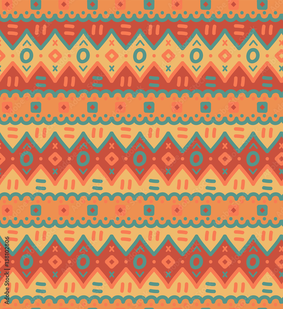 Ethnic textile bright decorative native ornamental striped seamless pattern.