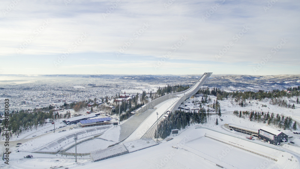Fototapeta premium Holmenkollen ski jump at winter