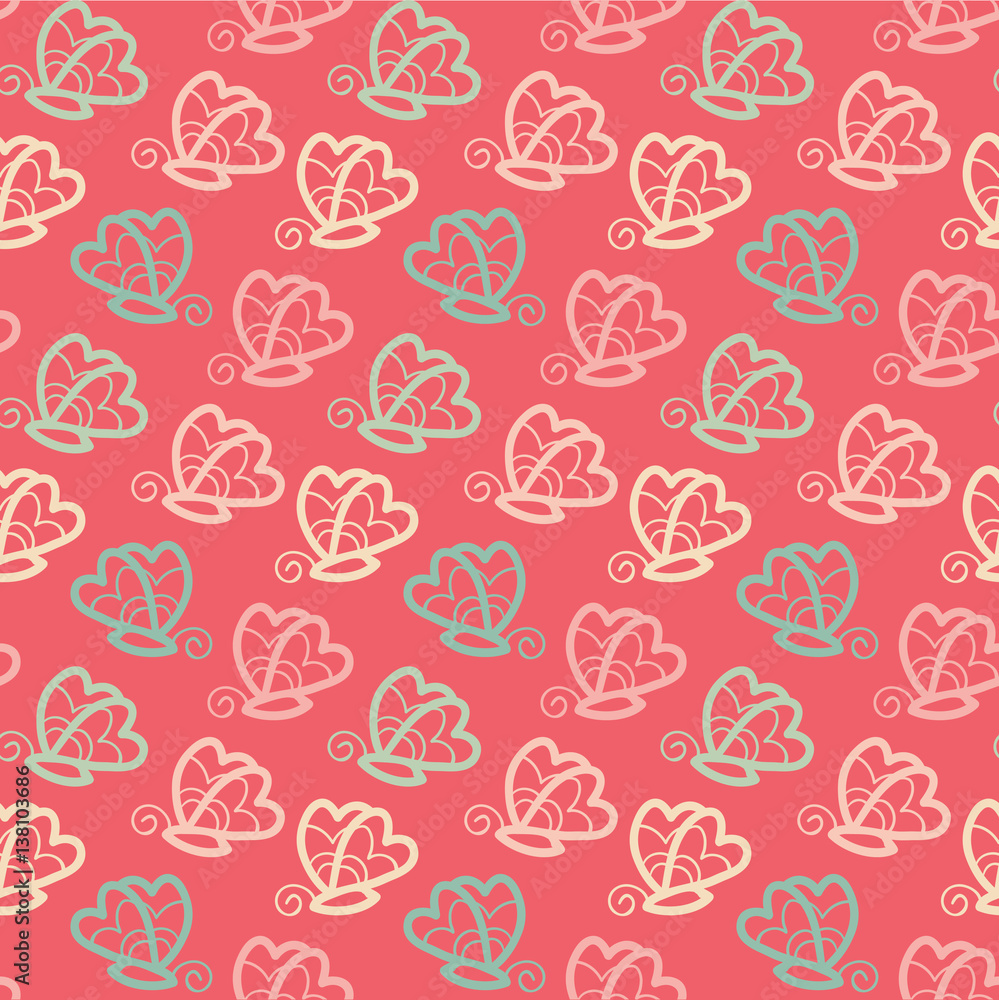 Butterfly seamless pattern pink background in vector. Butterfly seamless pattern pink background in vector.