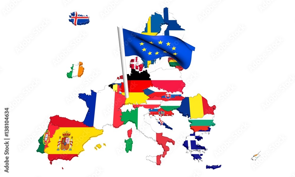 Obraz premium Construction Européenne Europe Drapeaux Brexit