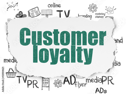 Advertising concept: Customer Loyalty on Torn Paper background