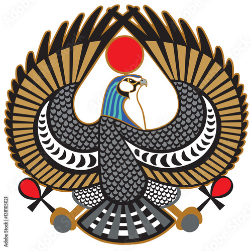 falcon ancient Egyptian symbol of god Horus .Vector isolated on white