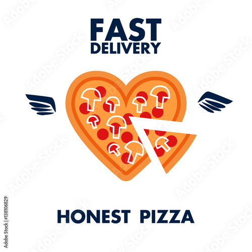 Fast delivery honest pizza heart with wings