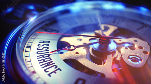 Canvas Print Assurance - Wording on Vintage Pocket Clock. 3D.
