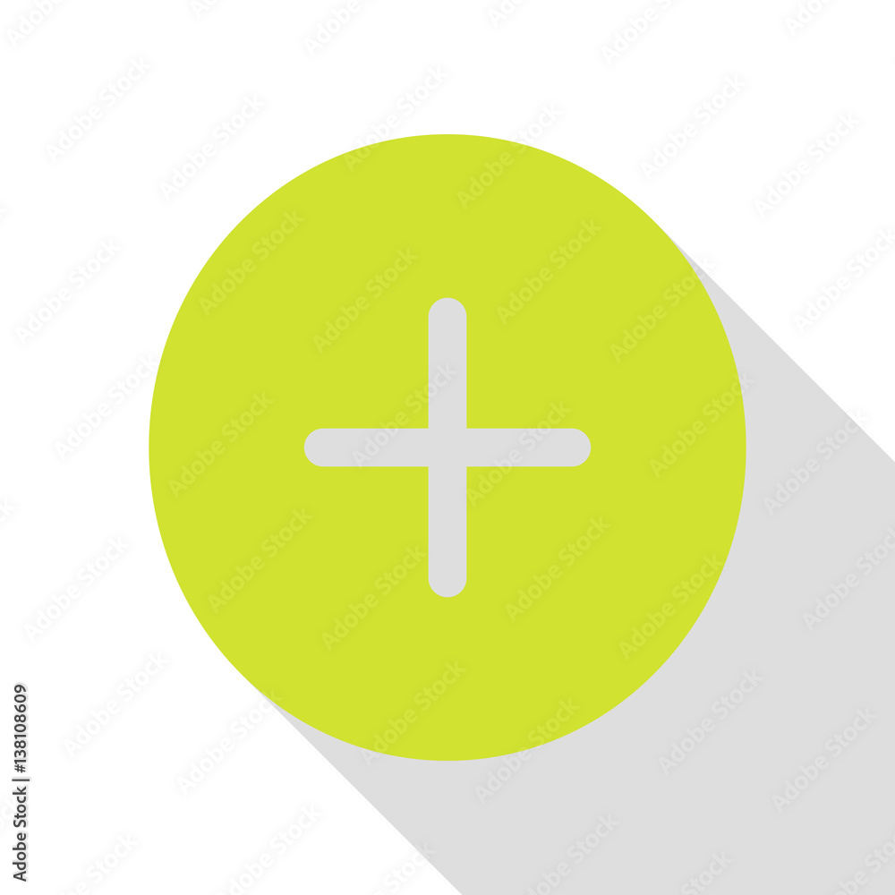 Positive symbol plus sign. Pear icon with flat style shadow path. Positive symbol plus sign. Pear icon with flat style shadow path.